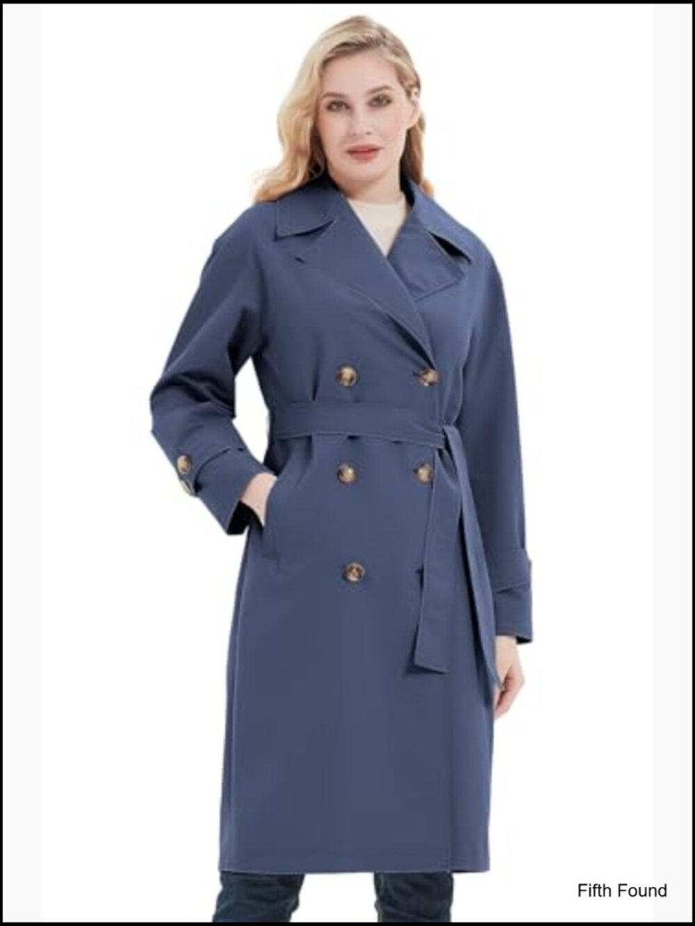Double-Breasted Trench Coat Belted Water Resistant Casual Business - Picture 2 of 7